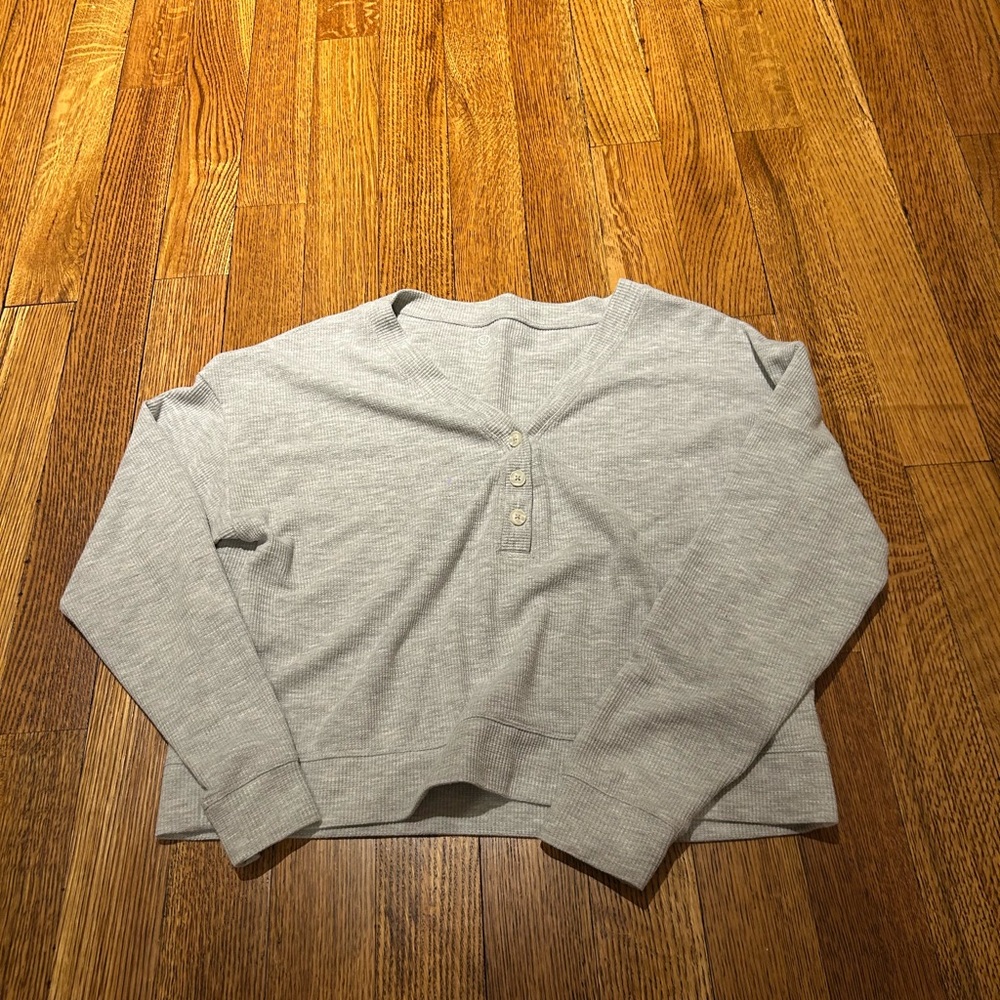 Aerie Gray Long Sleeve Henley Top